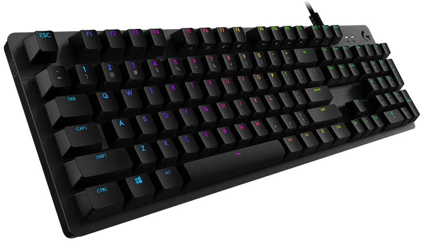 Logitech G512 Teclado Gaming Mecánico, RGB LIGHTSYNC, Teclas retroiluminadas, GX-Táctil Marrón, Aleación de Aluminio, Teclas F Personalizables, Paso de USB, Disposición QWERTY ES - Carbón/Negro