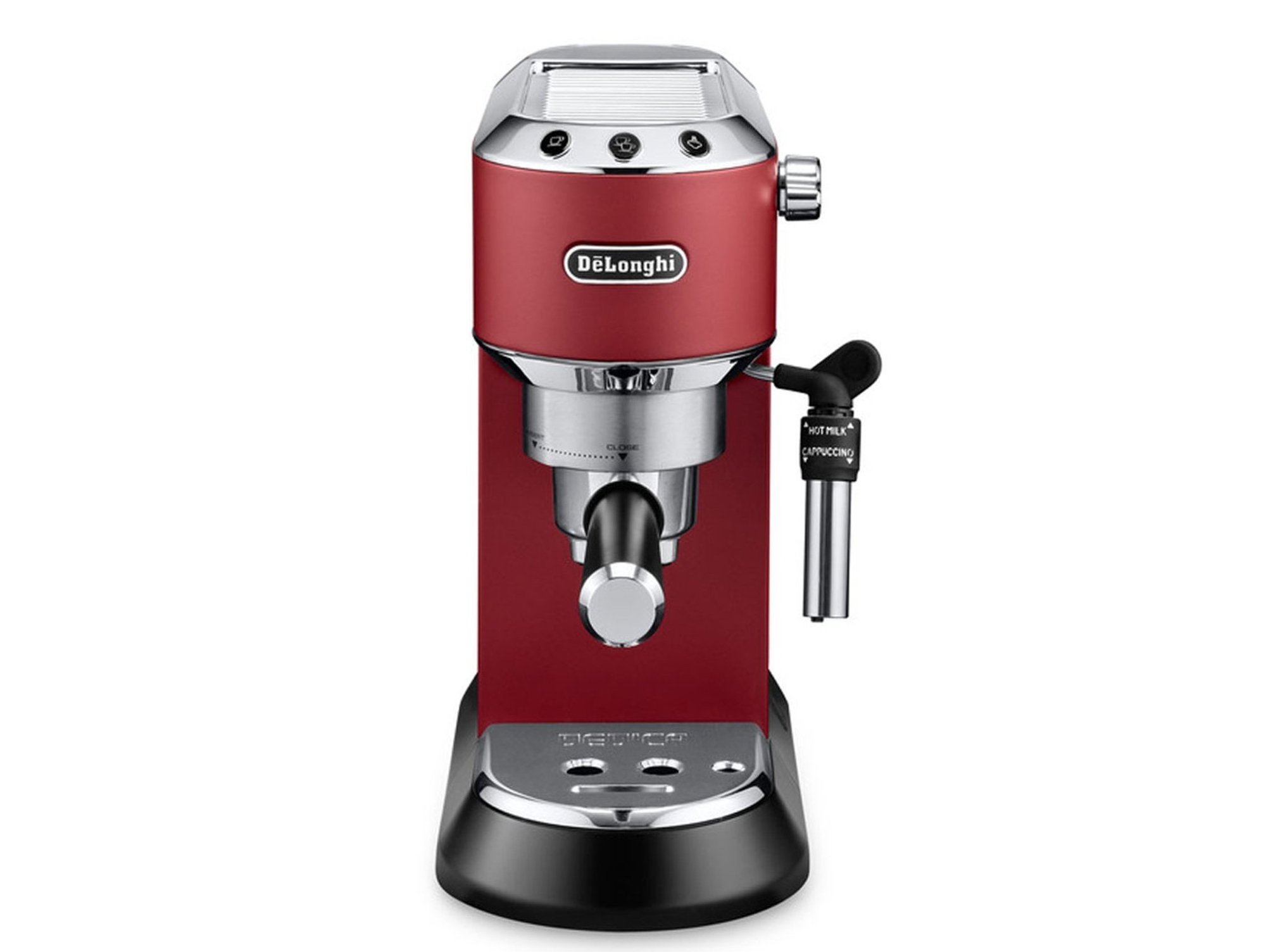 Cafetera Espresso manual De'Longhi Dedica EC685.R, Thermoblock, Express, Función 2 tazas, 1350 W, 15 bar, Rojo