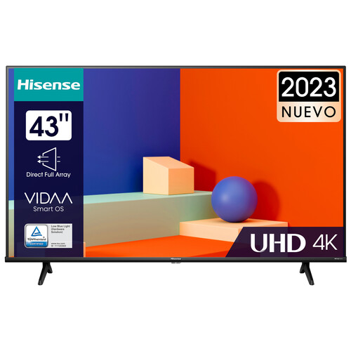 Televisión 109,2cm (43") DLED HISENSE 43A6K 4K, HDR10+, SMART TV, WIFI, BLUETOOTH, TDT HD, USB reproductor, 3HDMI, 60HZ.