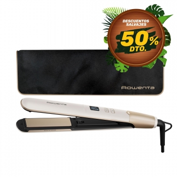 Plancha de pelo rowneta sf4633  placas ceramica 230 c8 niveles de calor   blanco y dorado